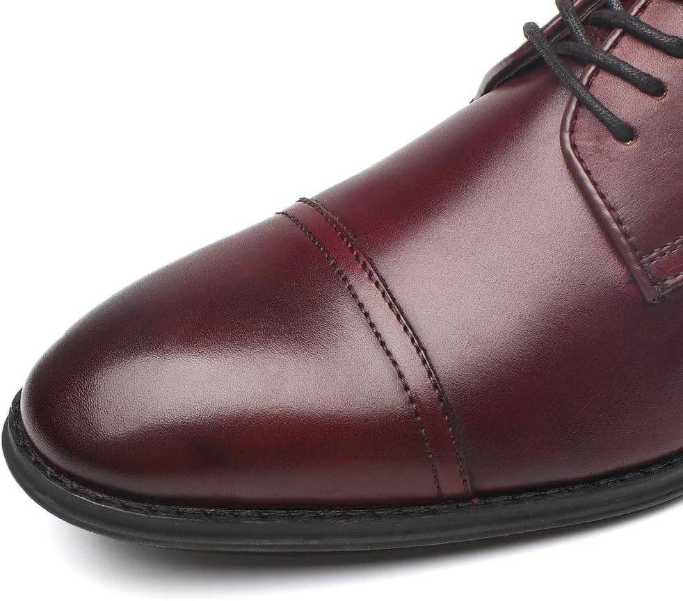 Mens Leather Updated Classic Cap Toe Oxfords Lace Dress Shoes