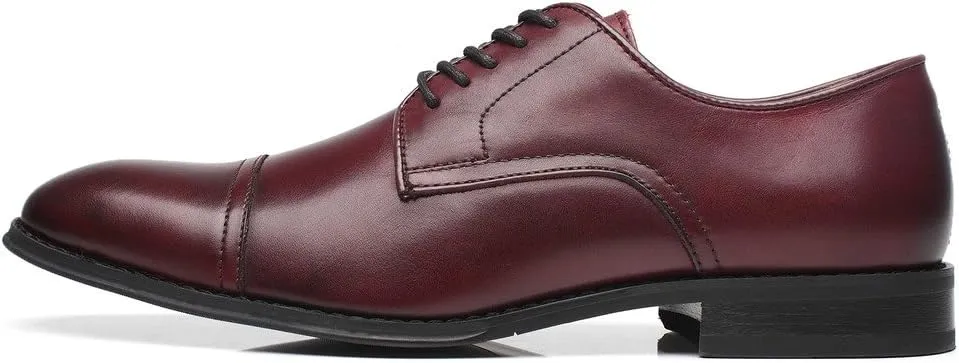 Mens Leather Updated Classic Cap Toe Oxfords Lace Dress Shoes
