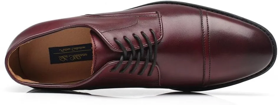 Mens Leather Updated Classic Cap Toe Oxfords Lace Dress Shoes