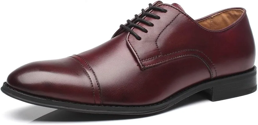 Mens Leather Updated Classic Cap Toe Oxfords Lace Dress Shoes