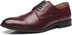 Mens Leather Updated Classic Cap Toe Oxfords Lace Dress Shoes