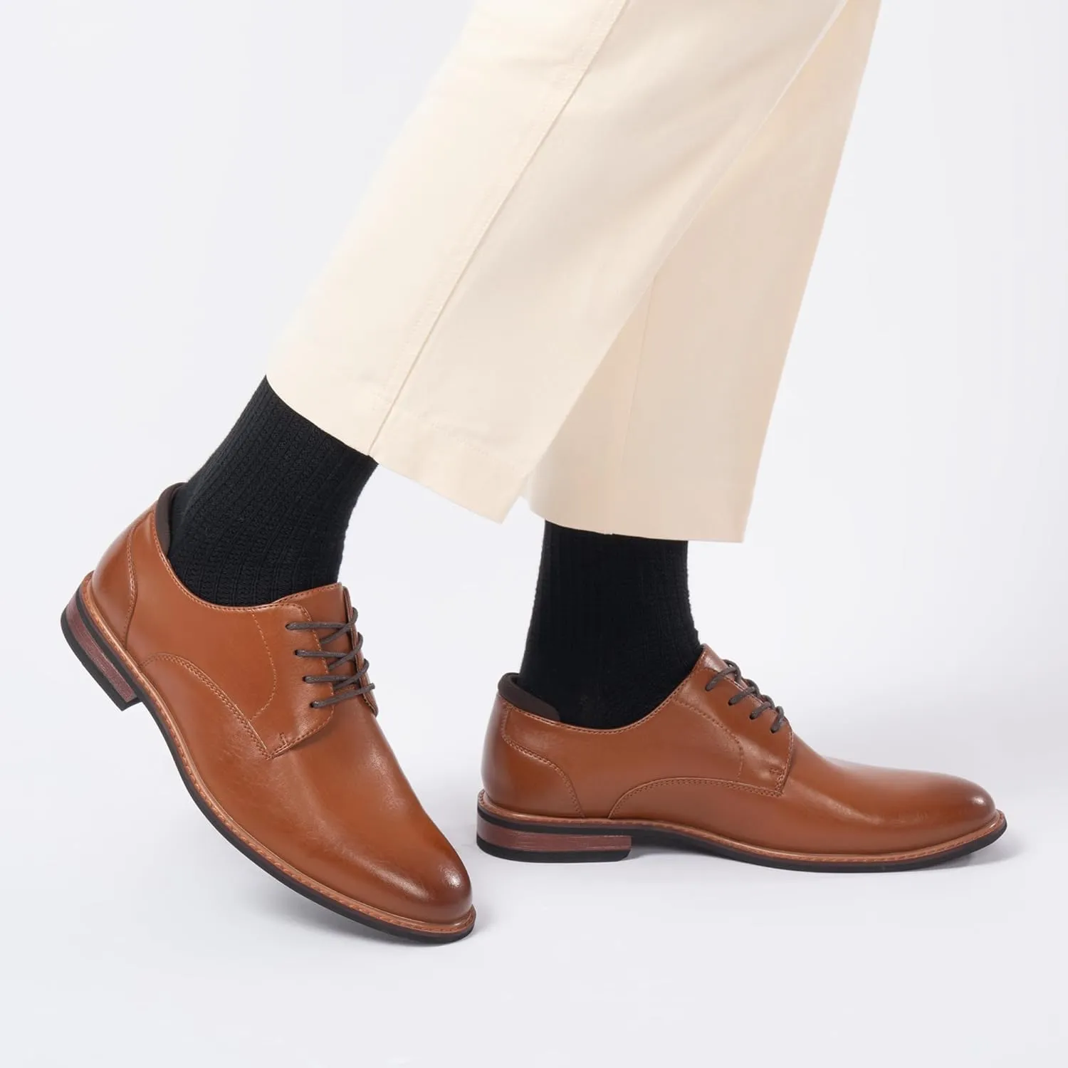 Men's Oxfords Classic Dress Lace Up Shoes, Leather Lined, Heel Pad Design for Formal Occasions