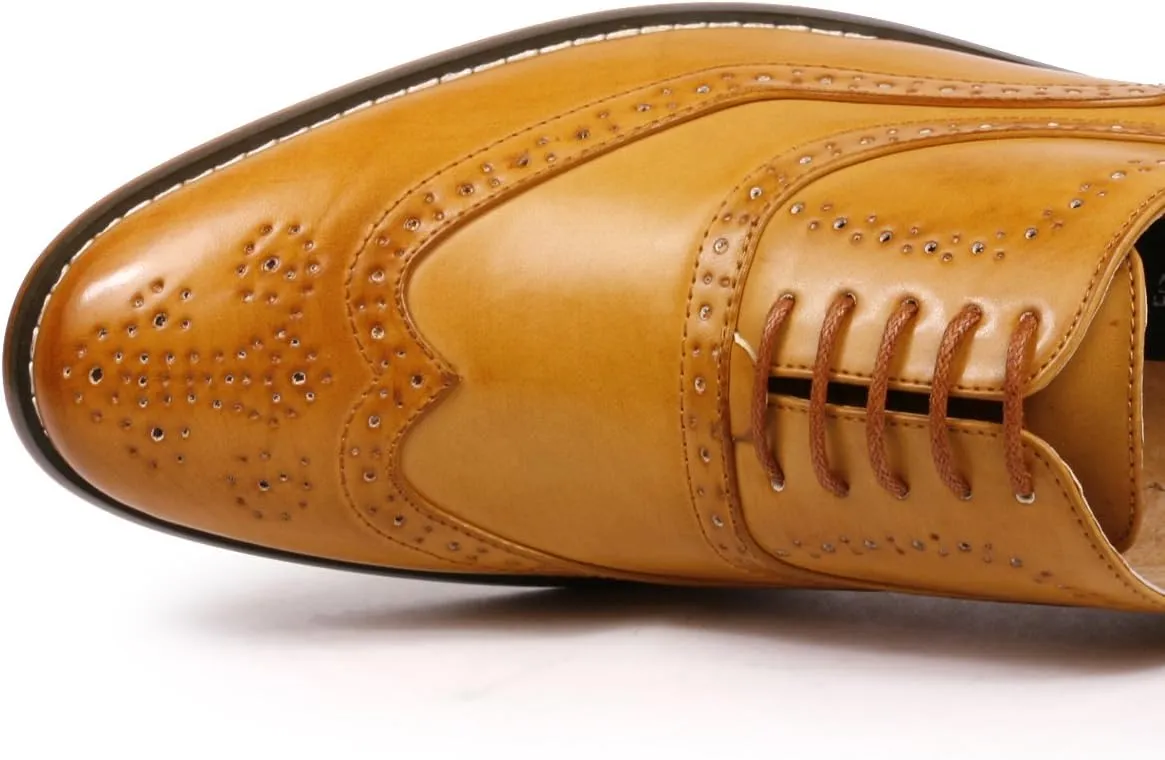 Metrocharm MC102 Men's Wing Tip Perforated Lace Up Oxford Dress Shoes