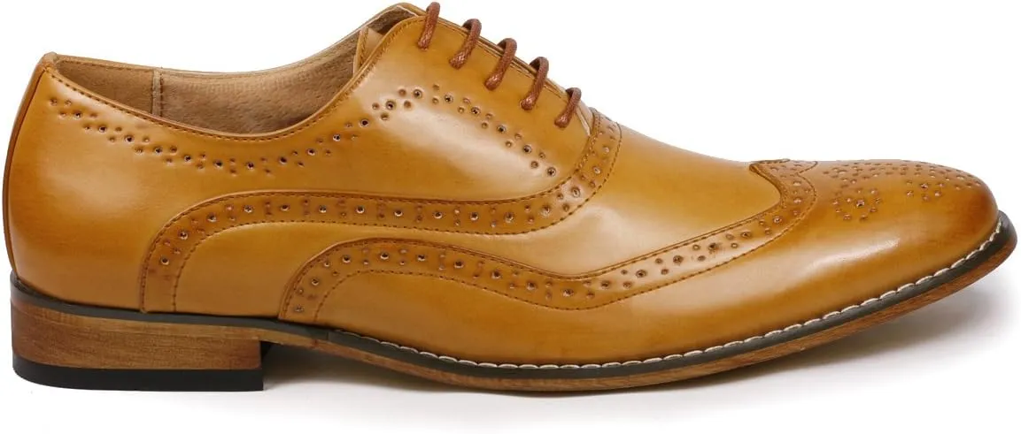 Metrocharm MC102 Men's Wing Tip Perforated Lace Up Oxford Dress Shoes