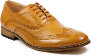 Metrocharm MC102 Men's Wing Tip Perforated Lace Up Oxford Dress Shoes