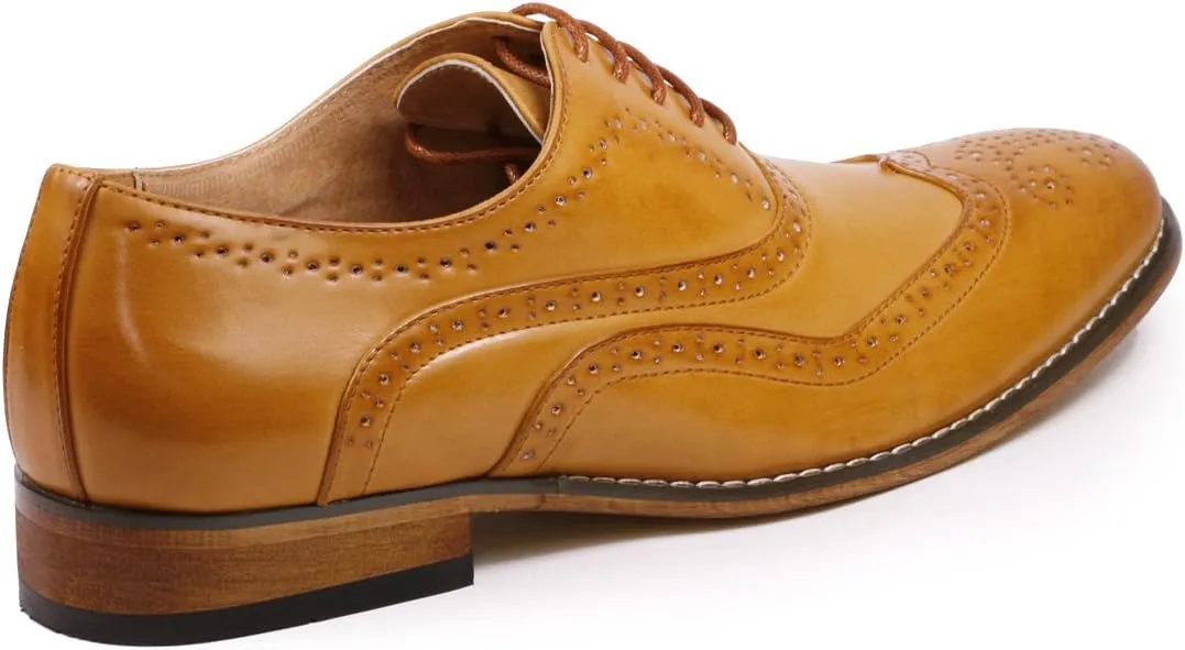 Metrocharm MC102 Men's Wing Tip Perforated Lace Up Oxford Dress Shoes