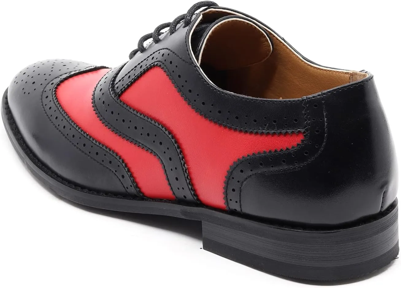 Metrocharm MC145 Men's Two Tone Perforated Wing Tip Lace Up Oxford Dress Shoes
