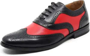 Metrocharm MC145 Men's Two Tone Perforated Wing Tip Lace Up Oxford Dress Shoes