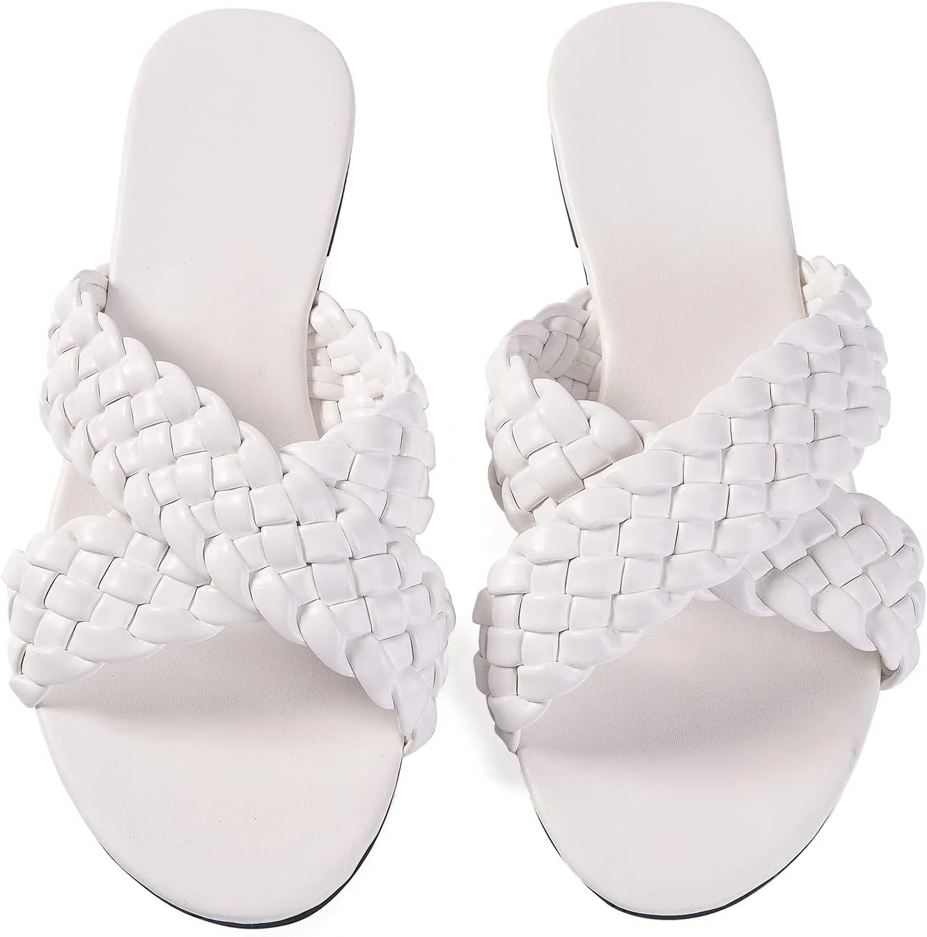 Mtzyoa Women Flat Sandals Braided Leather Crossover Nude Dressy Fashion Evening Party Wedding Sandals