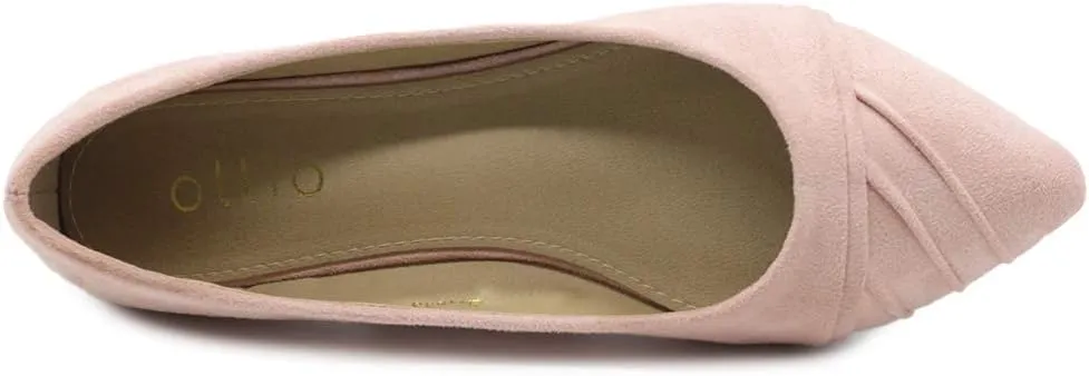 Ollio Women's Shoe Ballet Dress Faux Suede Pleated Pointed Toe Flat
