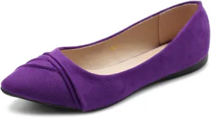 Ollio Women's Shoe Ballet Dress Faux Suede Pleated Pointed Toe Flat