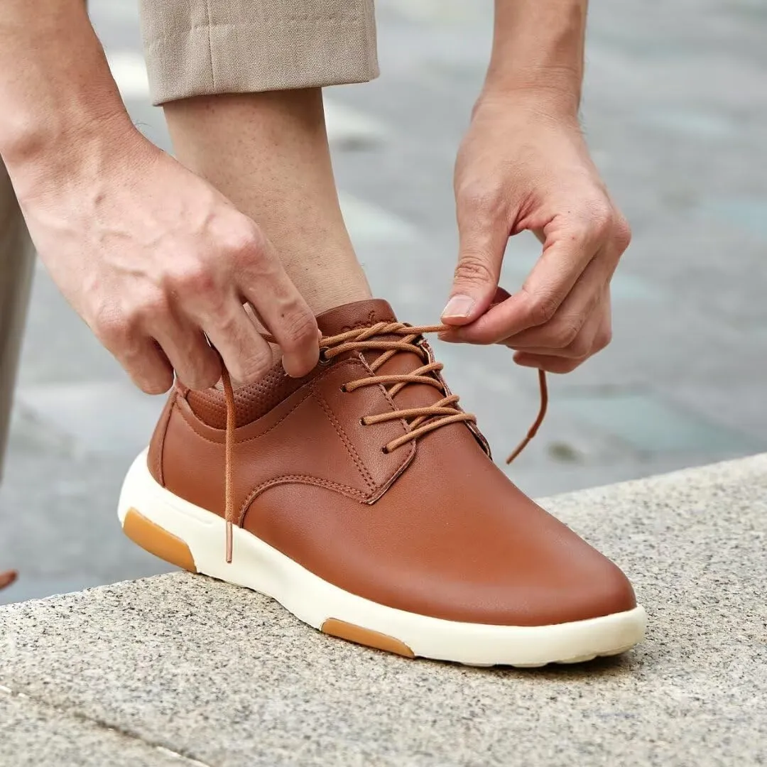 OrthoComfoot Men's Orthopedic Leather Dress Walking Shoes: Comfortable Orthotic Fashion Sneakers with Arch Support, Casual Plantar Fasciitis Business Work Oxfords for Foot and Heel Pain Relief