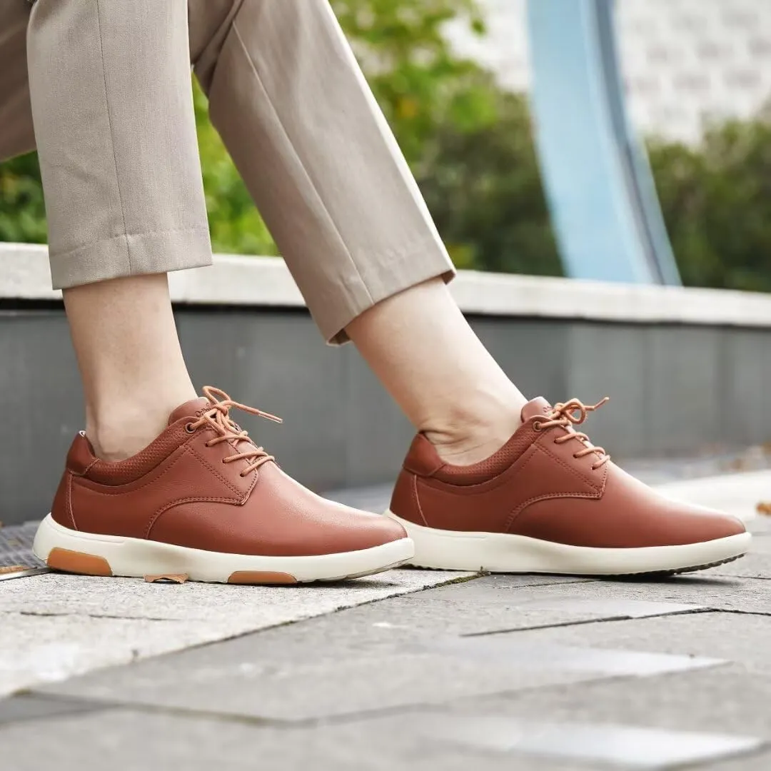 OrthoComfoot Men's Orthopedic Leather Dress Walking Shoes: Comfortable Orthotic Fashion Sneakers with Arch Support, Casual Plantar Fasciitis Business Work Oxfords for Foot and Heel Pain Relief