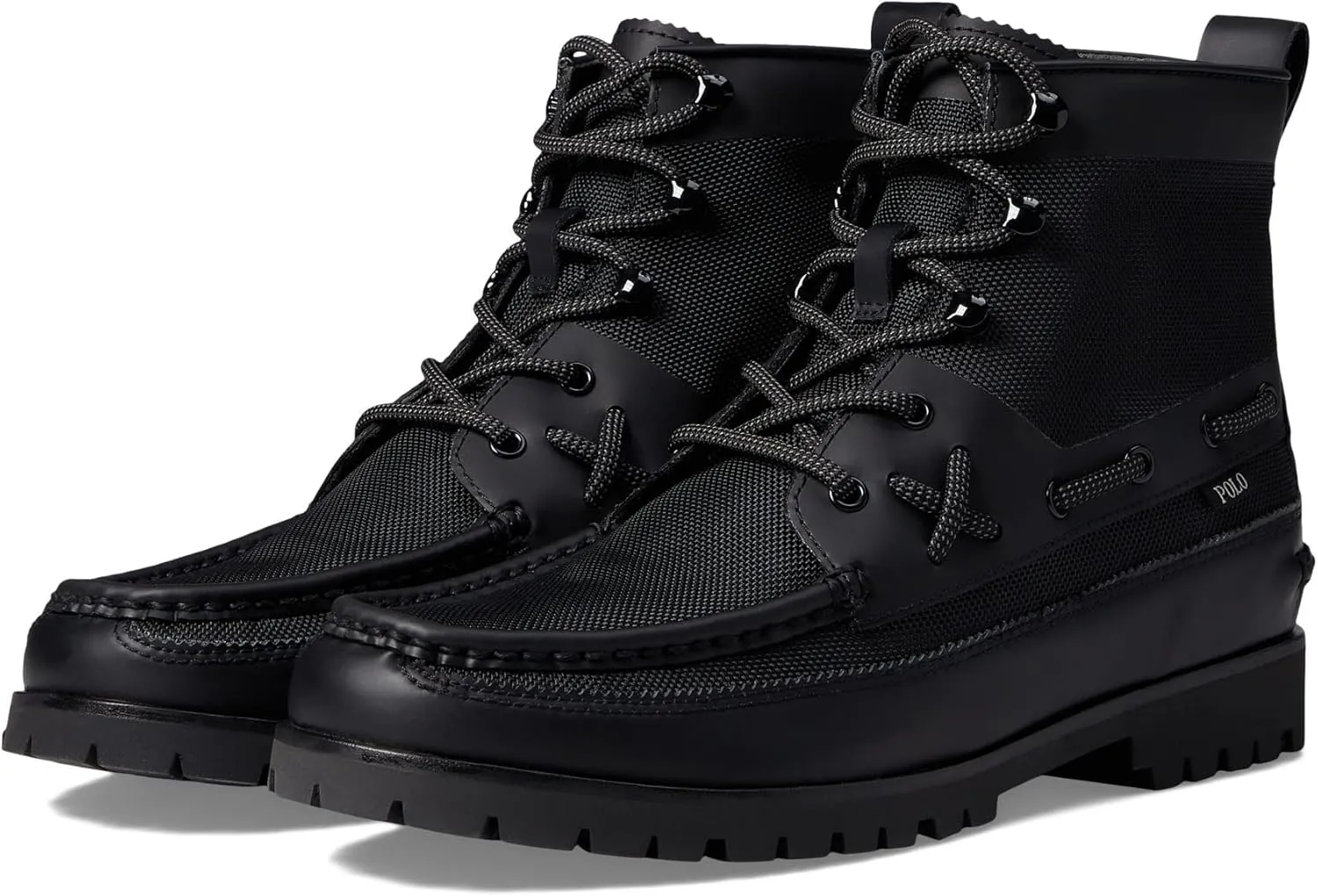 Polo Ralph Lauren Men's Ranger Mid Leather & Oxford Sneaker Boot Fashion, Black, 9
