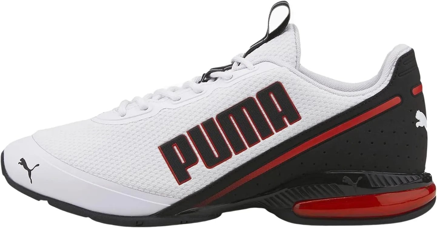 PUMA Men's Cell Divide Lace Up Fashion Sneaker Wh/Bk/Rd 12 Medium US White