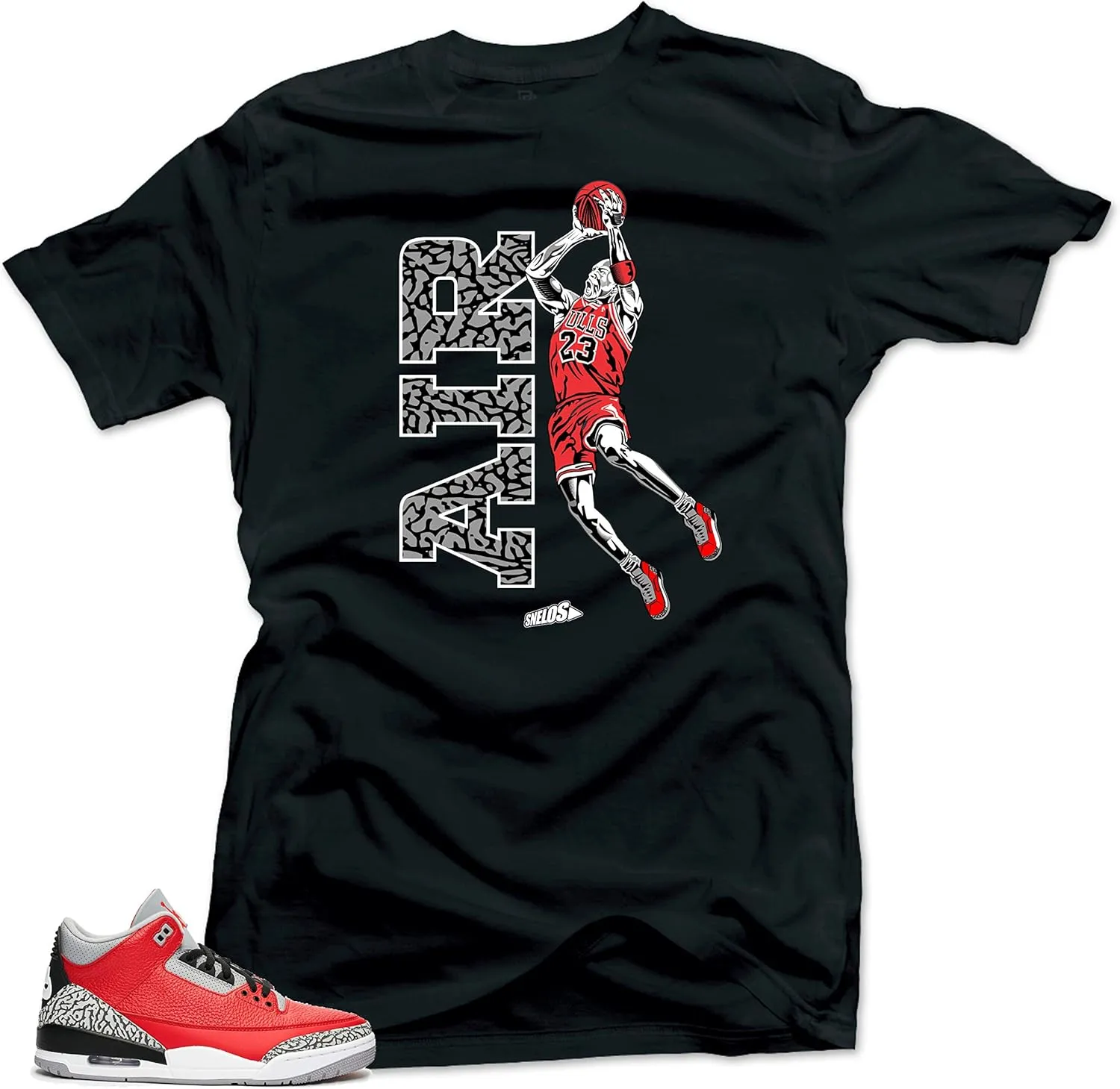 SNELOS Shirt to Match Jordan Retro 3" Red Cement 2020 Sneaker Tees