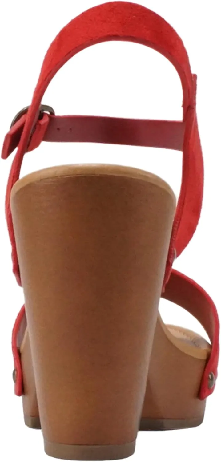 Soda CHIVAS ~ Women's Bold Buckles Studded Wedge Sandal