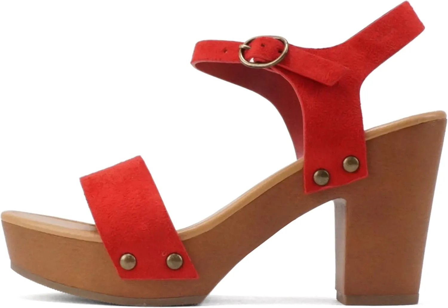 Soda CHIVAS ~ Women's Bold Buckles Studded Wedge Sandal