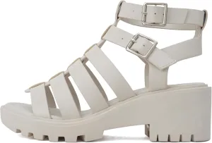 Soda “Rebirth” ~ Women Open Toe Fisherman Multi Strap Buckle Lug Sole Low Block Heeled Sandals