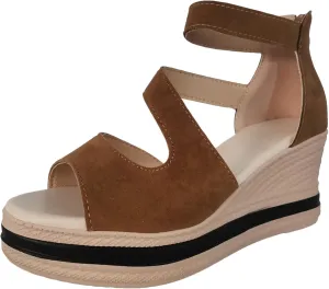 Summer Sandals for Women 2024 Peep Toe Fashion Wedge Heels Zipper Back Dress Platform Sandal Slip On Casual Shoes