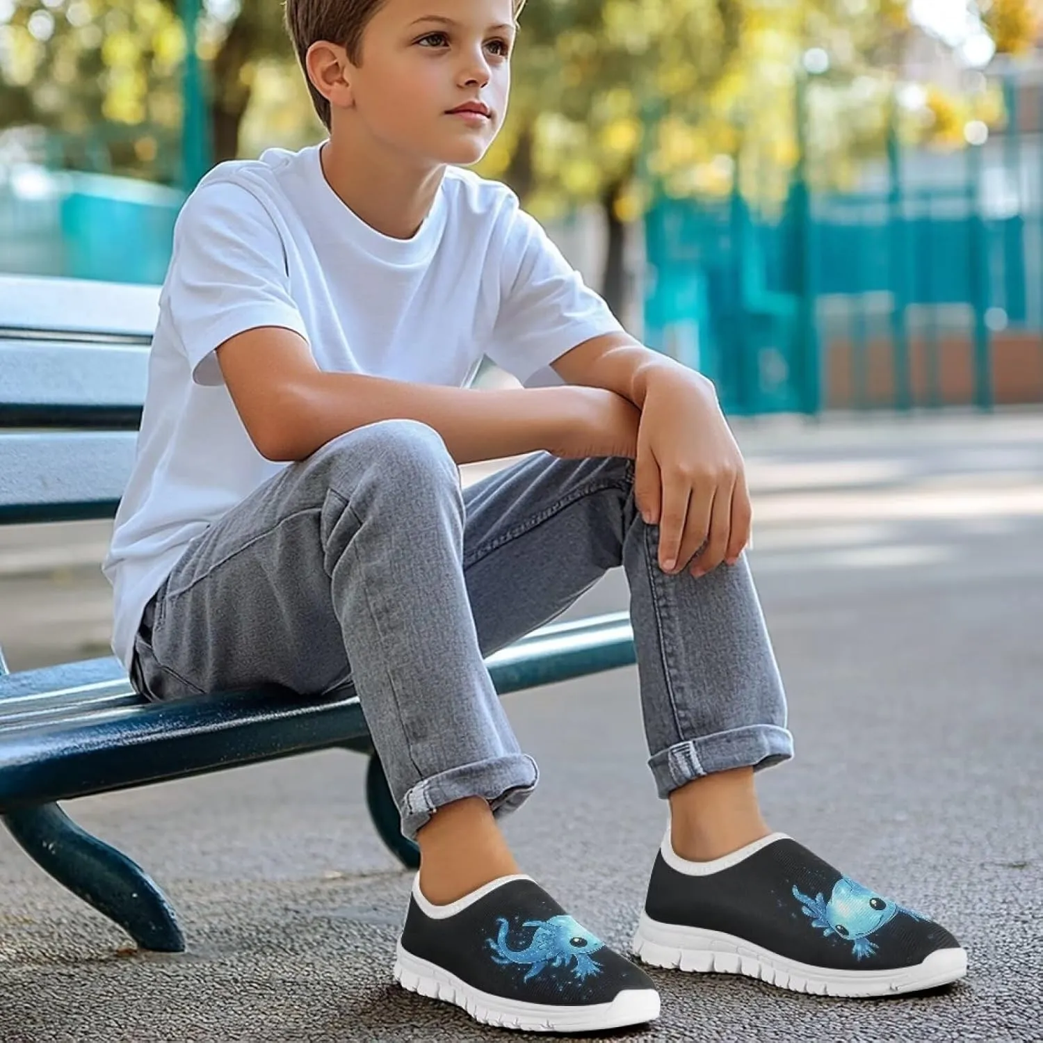 TODIYADDU Children's Running Shoes Non-Slip Tennis Shoes Boys Girls Breathable Mesh Fashion Sports Sneaker (White)