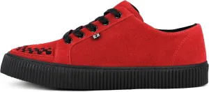 T.U.K. Suede Creeper Sneaker for Women and Men | Lace Up Shoes, Black Interlace, and Eyelets | Classic Ridged Sole and Mesh Lining | Memory Foam Comfort for Everyday Wear | Red, US Women 11 / Men 9