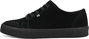 T.U.K. Suede Creeper Sneaker for Women and Men - Lace Up Shoes, Interlace, and Eyelets - Classic Ridged Sole and Mesh Lining, Memory Foam Comfort for Everyday Wear - Black, US Women 15 / Men 13