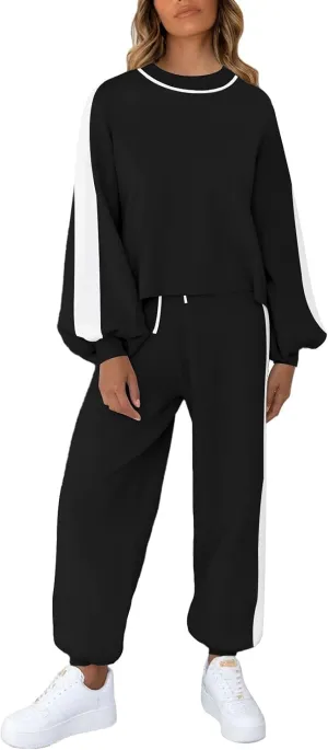 Viottiset Women's 2 Piece Outfits Sweatsuit Casual Knit Pullover Sweater Pajamas Lounge Set