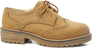VOKLIN Women's Casual Flat Oxford Shoes Lace Up Wingtip Perforated Low Heel Classic Vintage Oxfords Brogues