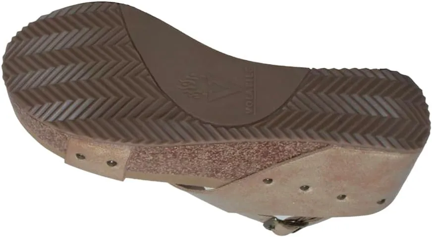 VOLATILE Womens Poolside Studded Ankle Strap Casual Sandals Casual Mid Heel 2-3" - Brown