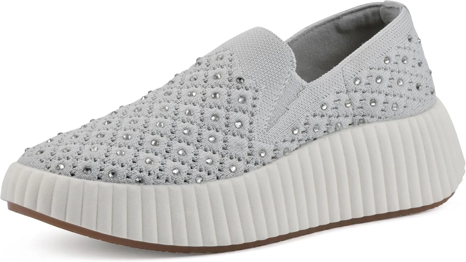 WHITE MOUNTAIN Women's Dyles Rhinestoned Woven Knit Sneaker