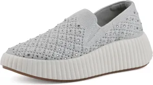 WHITE MOUNTAIN Women's Dyles Rhinestoned Woven Knit Sneaker