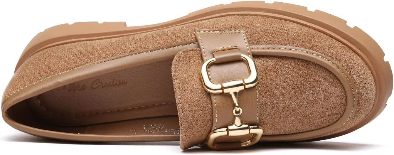 Women Penny Loafers Casual Hollow Out Slip On Chunky Platform Loafers Work Shopping Travel Shoes