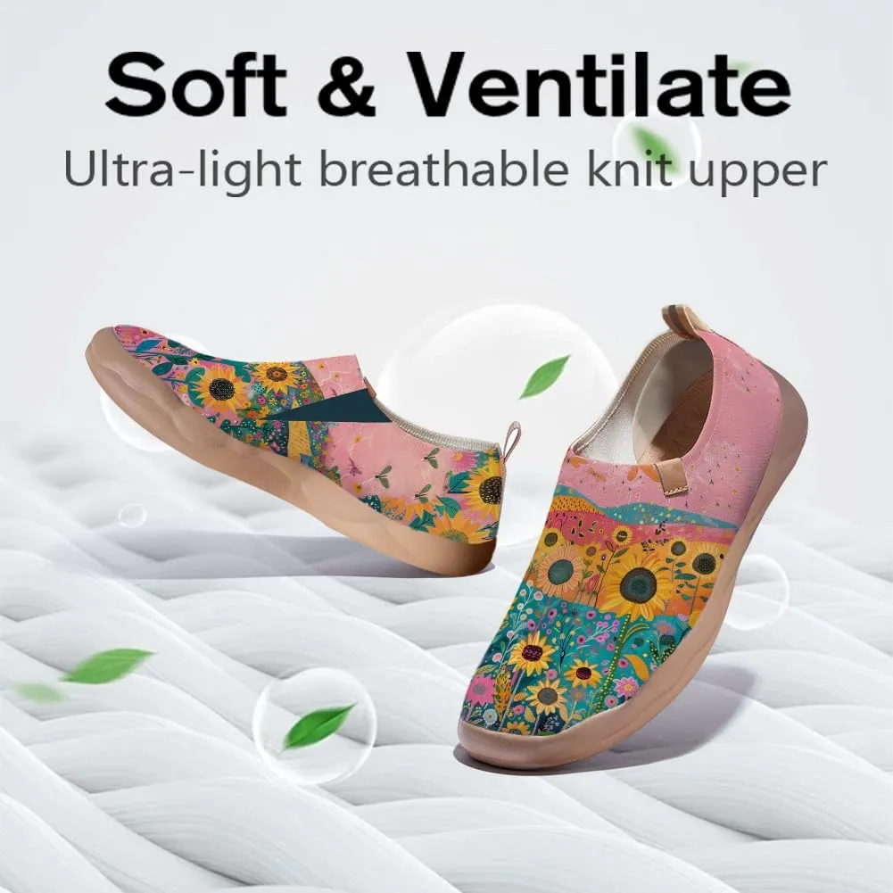 Women's Fashion Art Sneaker Painted Knit Slip-On Loafers Ladies Travel Shoes