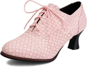 Women's Pointed Toe Lace Up Oxfords Pumps Kitten Low Chunky Heel Classic Brogues Comfortable Slip-On Office Work Business Evening Dress Shoes